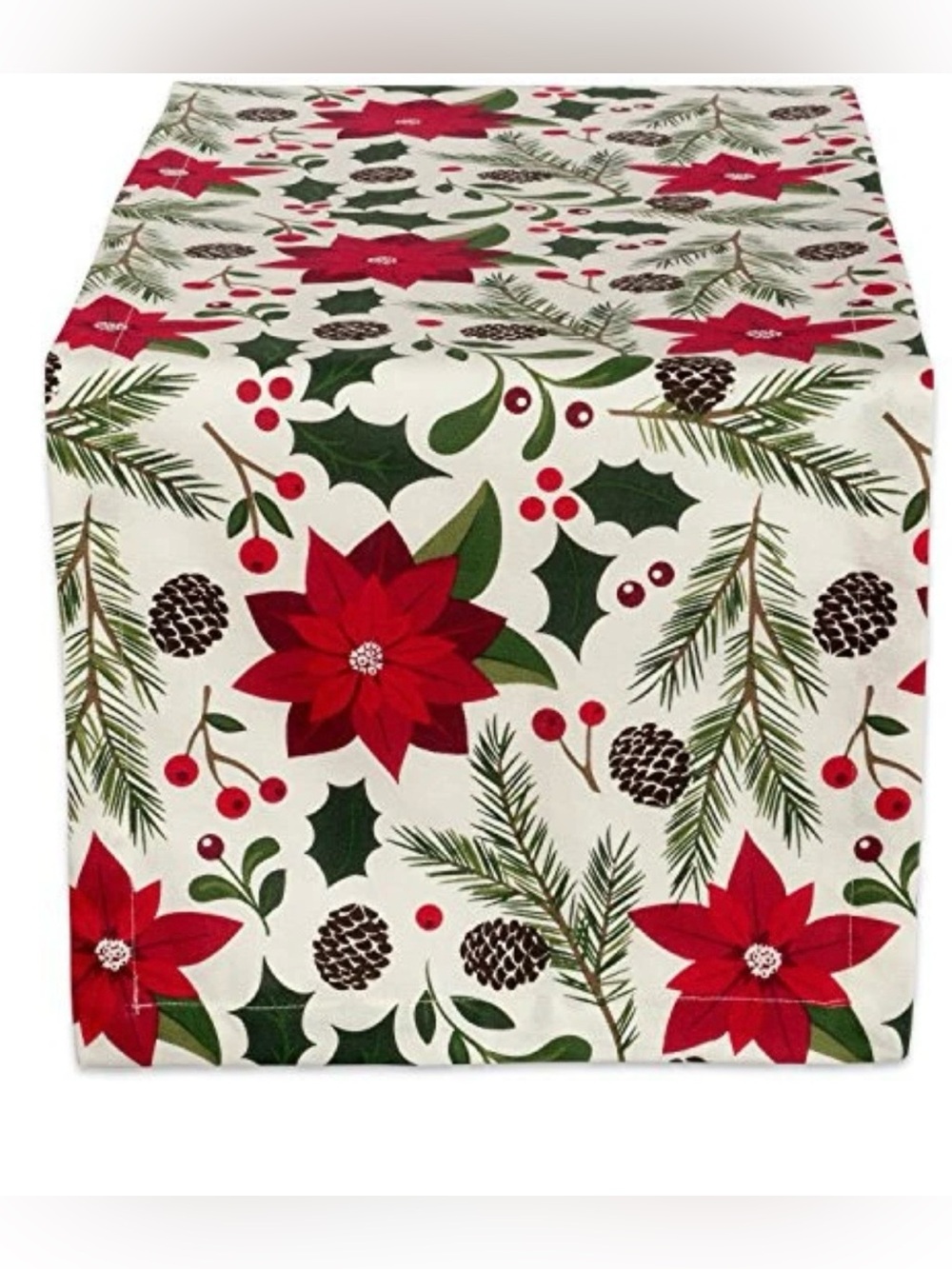 Holiday Poinsettia Table Runner - Red & Green
